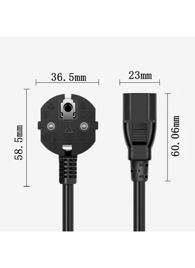 1.5m 3*0.75 SQMM Pure Copper Core EU Plug Power Cable for Monitor / Kettle 3 Square Pins Power Adapter