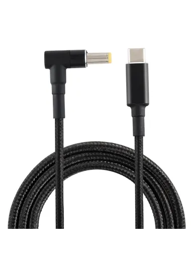 1.8m PD 100W 5.5 x 1.7mm Elbow Male to Type-C Male Nylon Braided Power Cable