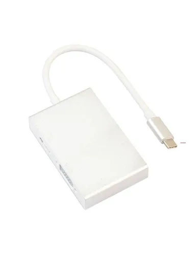Type-C to HDMI + VGA + DVI + USB3.0 4-in-1 Multi-functional Adapter Type-C Hub for New MacBook Pro Splitter Hub Dock