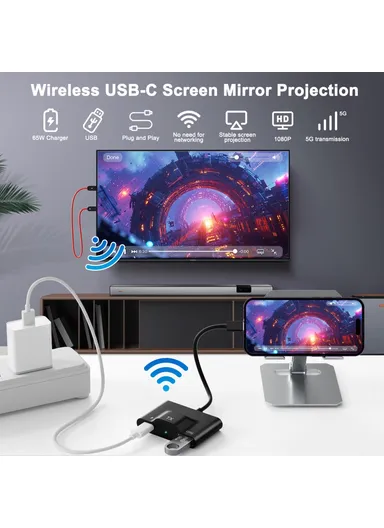 HD Wireless Transmitter Receiver Screen Mirror Projection Adapter THT-020-8+