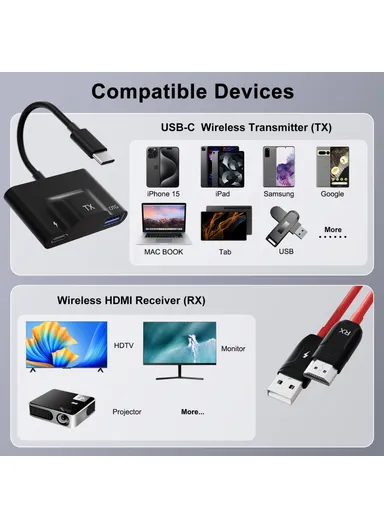 HD Wireless Transmitter Receiver Screen Mirror Projection Adapter THT-020-8+