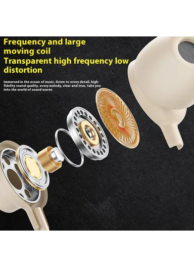 1.2m Kinkong Series Wired Earphones, Multi-use Sleep, Music, Calls In-Ear Headphones YB07 - 3.5mm Plug / Beige