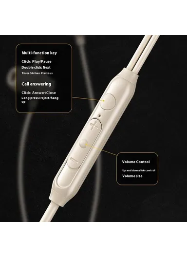 1.2m Kinkong Series Wired Earphones, Multi-use Sleep, Music, Calls In-Ear Headphones YB07 - 3.5mm Plug / Beige