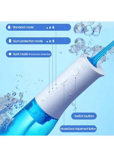 700mAh Rechargeable Teeth Cleaner Oral Irrigator, Portable Waterproof Toothpick Oral Cleaning Tooth Whitening 360-degree Rotary Nozzle YOUPIN SOOCAS W3 Pro 