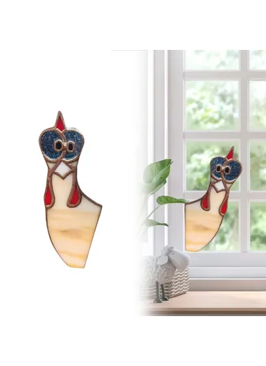20cm Creative Peeping Rooster Window Corner Decor Acrylic Balcony Ornament (L20 x W11)cm - Style C