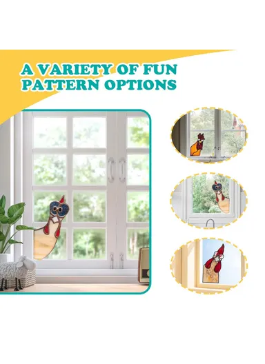 20cm Creative Peeping Rooster Window Corner Decor Acrylic Balcony Ornament (L20 x W11)cm - Style C