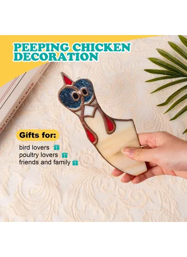 20cm Creative Peeping Rooster Window Corner Decor Acrylic Balcony Ornament (L20 x W11)cm - Style C