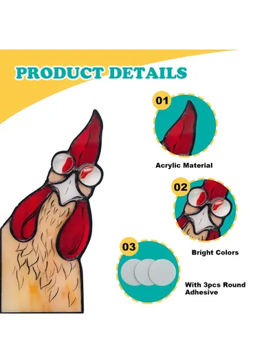 20cm Creative Peeping Rooster Window Corner Decor Acrylic Balcony Ornament (L20 x W11)cm - Style B