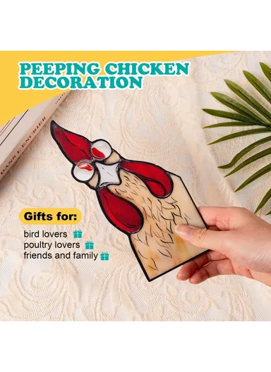 20cm Creative Peeping Rooster Window Corner Decor Acrylic Balcony Ornament (L20 x W11)cm - Style B