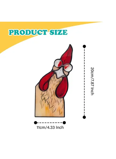 20cm Creative Peeping Rooster Window Corner Decor Acrylic Balcony Ornament (L20 x W11)cm - Style B