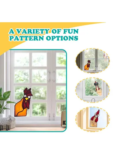 20cm Creative Peeping Rooster Window Corner Decor Acrylic Balcony Ornament (L20 x W11)cm - Style A