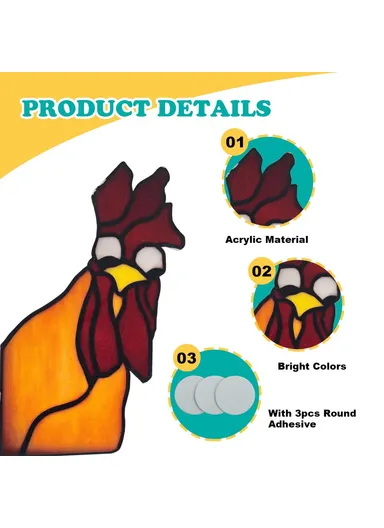 20cm Creative Peeping Rooster Window Corner Decor Acrylic Balcony Ornament (L20 x W11)cm - Style A