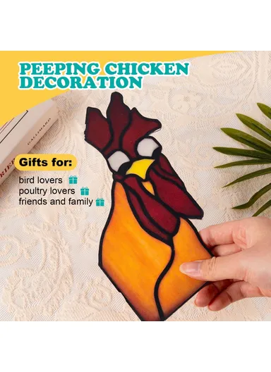 20cm Creative Peeping Rooster Window Corner Decor Acrylic Balcony Ornament (L20 x W11)cm - Style A