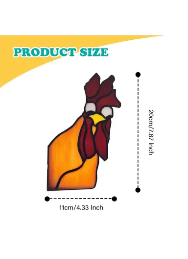 20cm Creative Peeping Rooster Window Corner Decor Acrylic Balcony Ornament (L20 x W11)cm - Style A