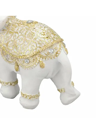 Fortune Lucky Elephant Statue Resin Craft Home Porch Office Desktop Feng Shui Ornament, S - White