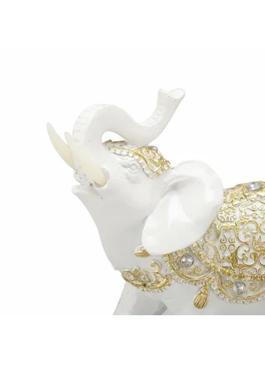 Fortune Lucky Elephant Statue Resin Craft Home Porch Office Desktop Feng Shui Ornament, M - White