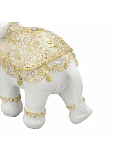 Fortune Lucky Elephant Statue Resin Craft Home Porch Office Desktop Feng Shui Ornament, M - White