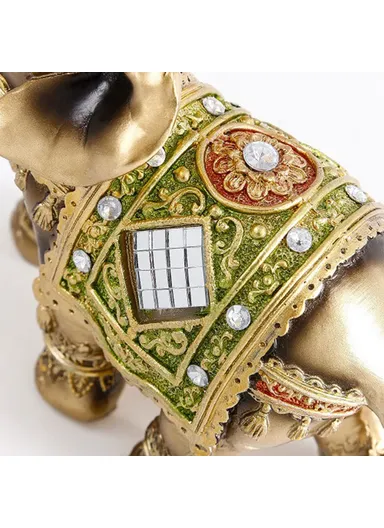 Feng Shui Fortune Lucky Elephant Statue Resin Crafts Home Porch Office Desktop Ornament, Size L - Brown