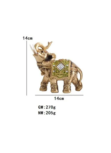 Feng Shui Fortune Lucky Elephant Statue Resin Crafts Home Porch Office Desktop Ornament, Size L - Brown