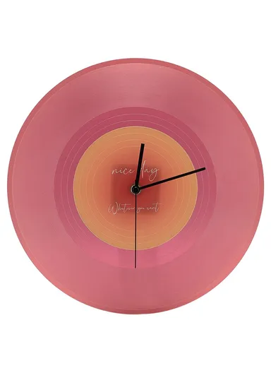 30cm Music Record Wall Art Clock Translucent Silent Round Clocks Home Decor - Red
