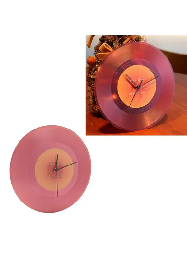30cm Music Record Wall Art Clock Translucent Silent Round Clocks Home Decor - Red