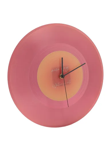 30cm Music Record Wall Art Clock Translucent Silent Round Clocks Home Decor - Red