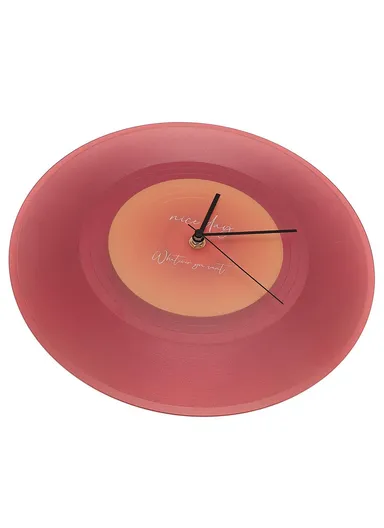 30cm Music Record Wall Art Clock Translucent Silent Round Clocks Home Decor - Red