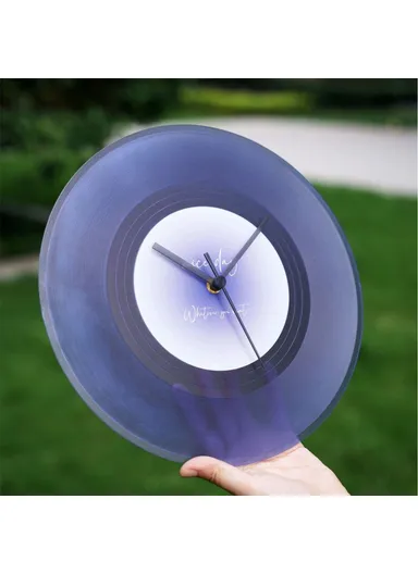 30cm Music Record Wall Art Clock Classic Design Translucent Silent Round Clocks Home Decor - Blue