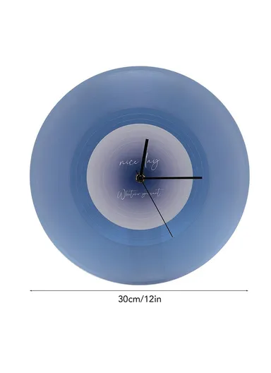 30cm Music Record Wall Art Clock Classic Design Translucent Silent Round Clocks Home Decor - Blue