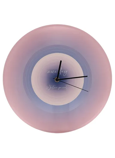 30cm Music Record Wall Art Clock Classic Design Translucent Silent Round Clocks Home Decor - Purple