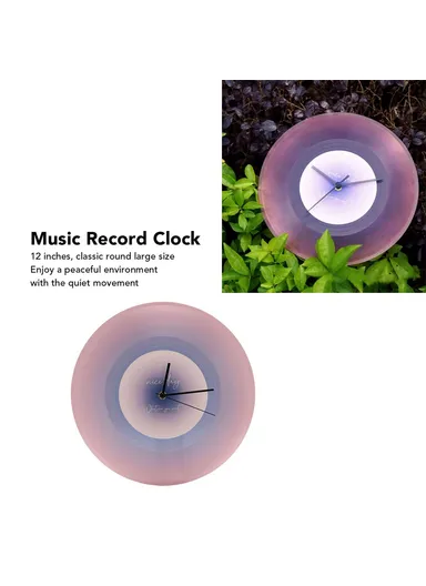30cm Music Record Wall Art Clock Classic Design Translucent Silent Round Clocks Home Decor - Purple