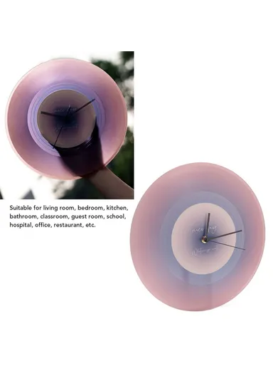 30cm Music Record Wall Art Clock Classic Design Translucent Silent Round Clocks Home Decor - Purple