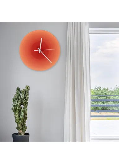 30cm Sunset Wall Clock with Bracket Silent Non-Ticking Gradient Glass Clocks for Home - Orange