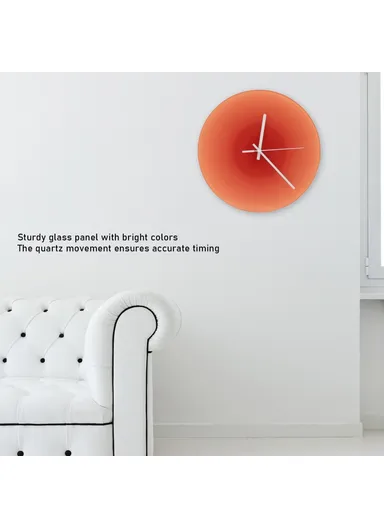 30cm Sunset Wall Clock with Bracket Silent Non-Ticking Gradient Glass Clocks for Home - Orange