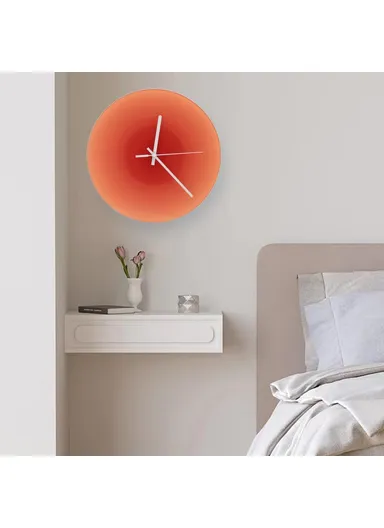 30cm Sunset Wall Clock with Bracket Silent Non-Ticking Gradient Glass Clocks for Home - Orange