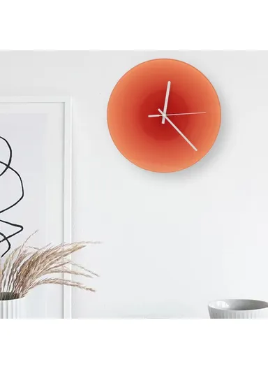 30cm Sunset Wall Clock with Bracket Silent Non-Ticking Gradient Glass Clocks for Home - Orange