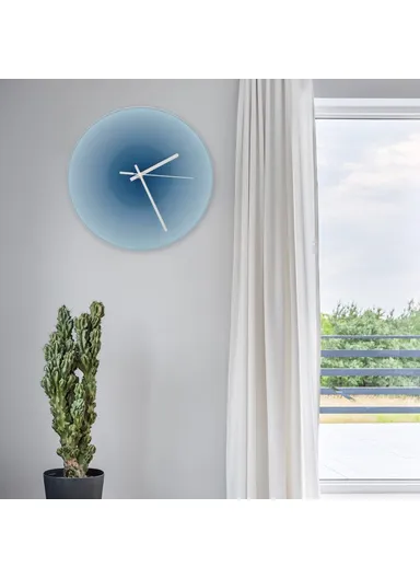 30cm Sunset Wall Clock with Bracket Silent Non-Ticking Gradient Glass Clocks for Home - Blue