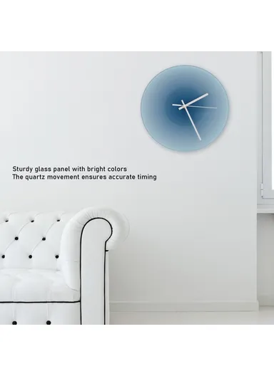 30cm Sunset Wall Clock with Bracket Silent Non-Ticking Gradient Glass Clocks for Home - Blue
