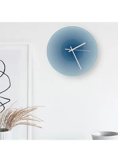 30cm Sunset Wall Clock with Bracket Silent Non-Ticking Gradient Glass Clocks for Home - Blue