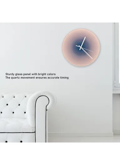 30cm Sunset Wall Clock with Bracket Silent Non-Ticking Gradient Glass Clocks for Home - Orange