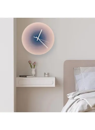 30cm Sunset Wall Clock with Bracket Silent Non-Ticking Gradient Glass Clocks for Home - Orange