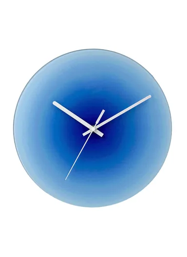 30cm Sunset Wall Clock with Bracket Silent Non-Ticking Gradient Glass Clocks for Home - Blue
