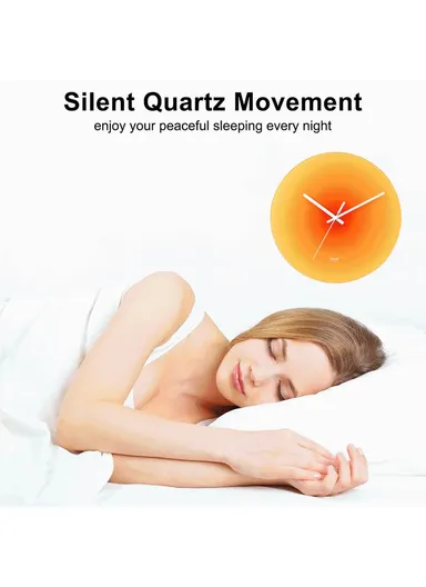 30cm Sunset Wall Clock with Bracket Silent Non-Ticking Gradient Glass Clocks for Home - Gradient Blue