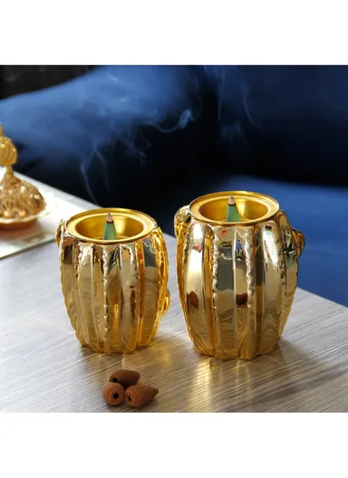 Stylish Golden Cactus Incense Diffuser Arabian Incense Burner - L