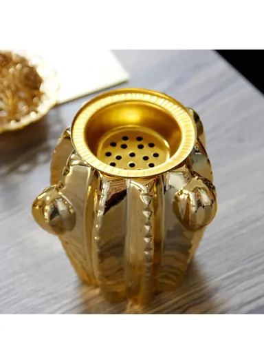 Stylish Golden Cactus Incense Diffuser Arabian Incense Burner - L