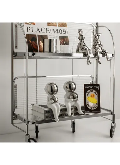 1-Pair Ceramic Rabbit Decors TV Stand Decor Shelf Decorations Statue Set BHM