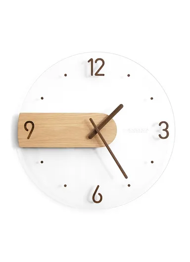 40cm Wall Clock Modern Walnut Dial Glass Clear Glass Clocks Battery Operated Ultra-Quiet Movement CW01-V5 