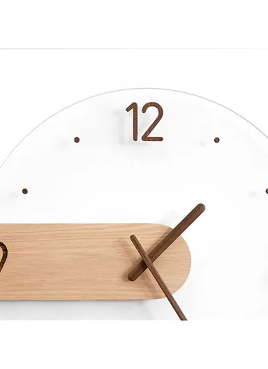 40cm Wall Clock Modern Walnut Dial Glass Clear Glass Clocks Battery Operated Ultra-Quiet Movement CW01-V5 