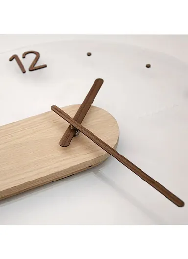 40cm Wall Clock Modern Walnut Dial Glass Clear Glass Clocks Battery Operated Ultra-Quiet Movement CW01-V5 