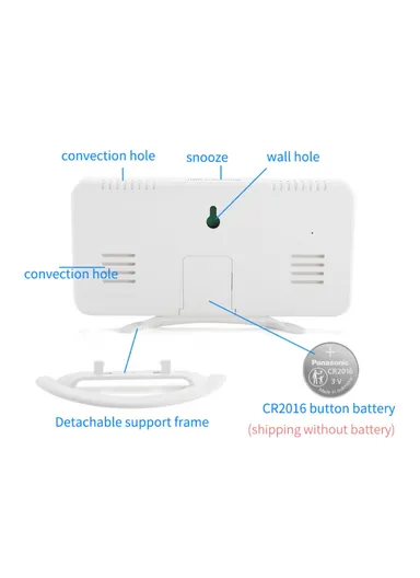 Digital Clock Large Display LED Electric Alarm Clock Vibration Design Mirror Surface Diming Mode 3 Levels Brightness USB Rechargeable Modern Decoration TS-8202